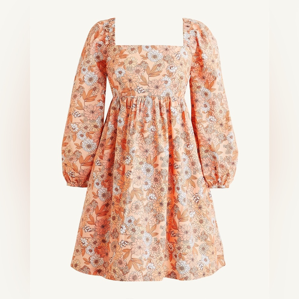 J Crew Squareneck cotton poplin dress in zinnia floral